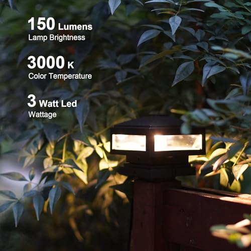 Landscape Lighting Low Voltage Post Cap Lights Outdoor Lights 3W LED 150 Lumen 3000K with Cable Connectors 2 Bases for 6X6