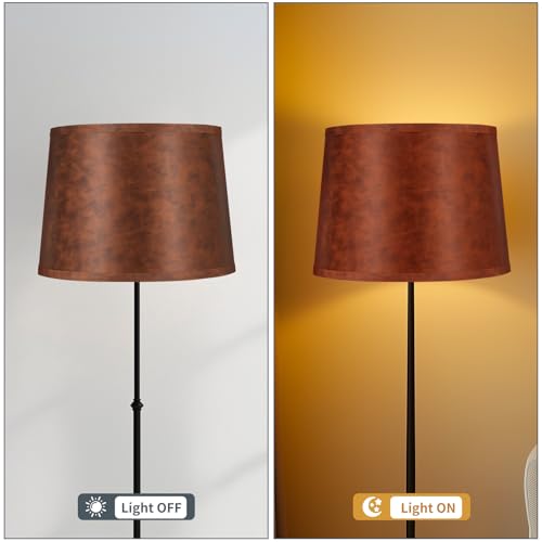 2pcs Drum Lampshades Large Brown Lamp Shades (Imitation Brown Cowhide 2)
