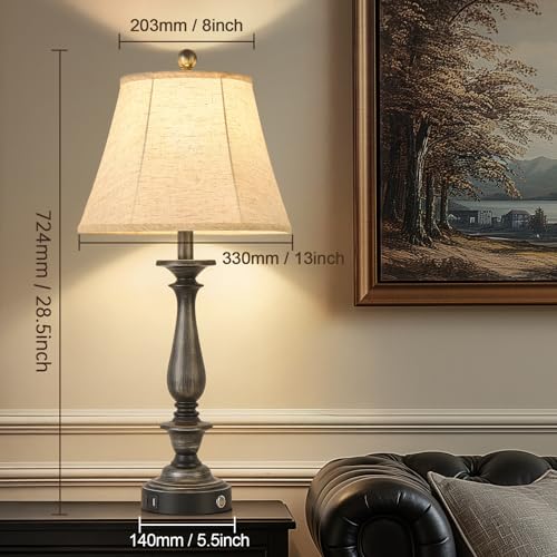 28.5'' Farmhouse Table Lamp Set of 2 (Antique Silver / 28.5'')