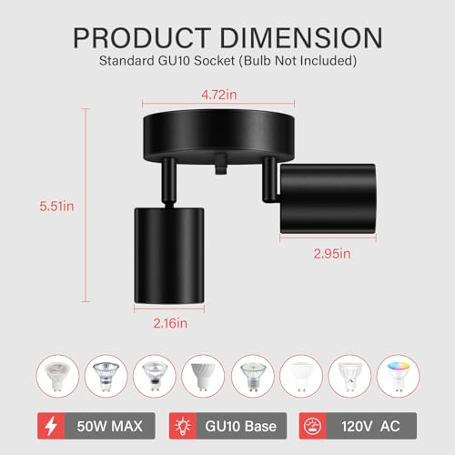LED 2 Light Track Lighting Kit (2 Light-Black)