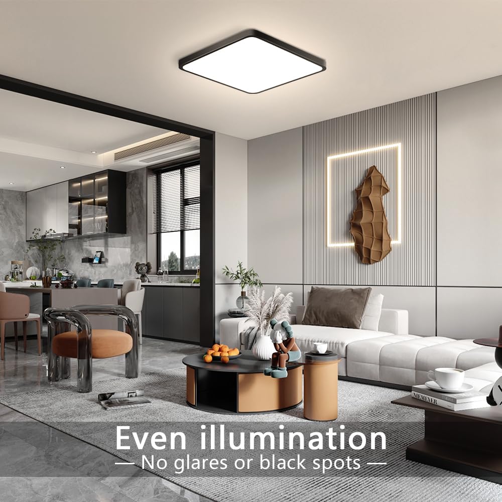 9Inch 18W Square LED Ceiling Light Fixtures Flush Mount (Natural White / 9 inch Black)