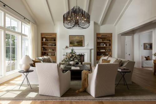 Modern Farmhouse Chandelier for Dining Room 47" (Black / 47 inches)