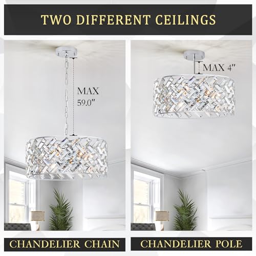 18" Chrome Crystal Chandelier (Large Chrome)