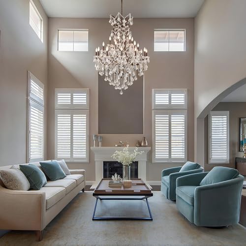24 Lights Large Crystal Chandeliers Maria Theresa Chandelier for High Ceilings Vintage Chandelier Light Fixture Foyer Hallway Entryway Staircase 55.1" H x 39.4" D (Brown / 24 Lights)
