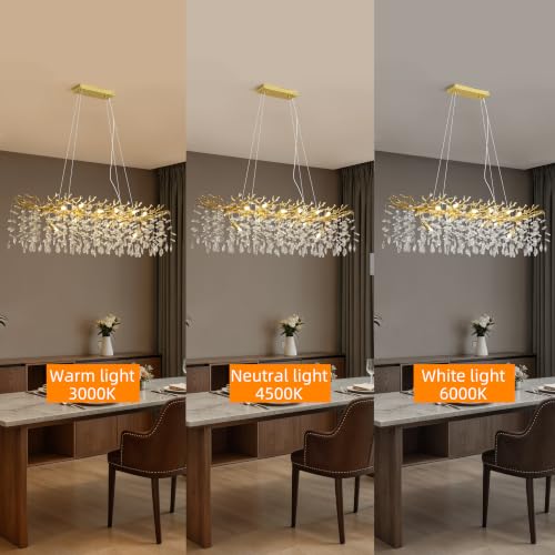 Modern Crystal Tree Branches Chandelier (Gold / Rectangular 47.5")