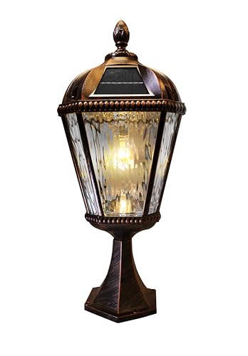 Outdoor Solar Post Light with Pier Base (Single Lamp Only - Pier Mount / Brushed Bronze)