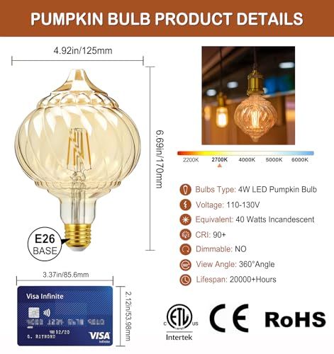 4W Filament 2700K Warm Lights (Golden Pumpkin Warm White(non-dimmable))