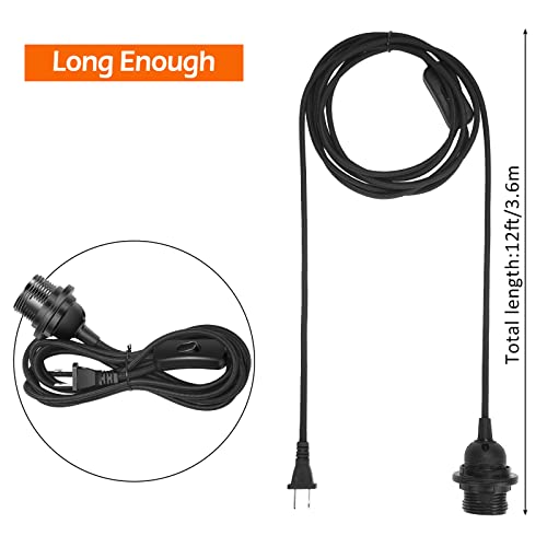6 Pack Pendant Light Cord E26 E27 Socket with Switch (Black)