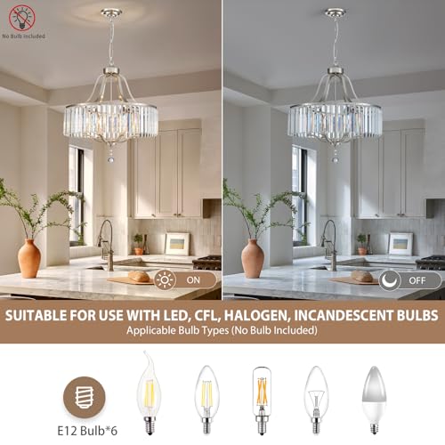 Modern Crystal Chandeliers Round 6 (168-Brushed Nickel)