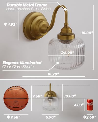 Vintage Industrial Wall Sconce Lighting with Clear Striped Glass Shade (Antique 1-Light)