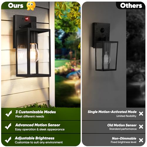2 Pack 10.6” Upgraded Motion Sensor Outdoor Wall Lights (Black / 10.6in)