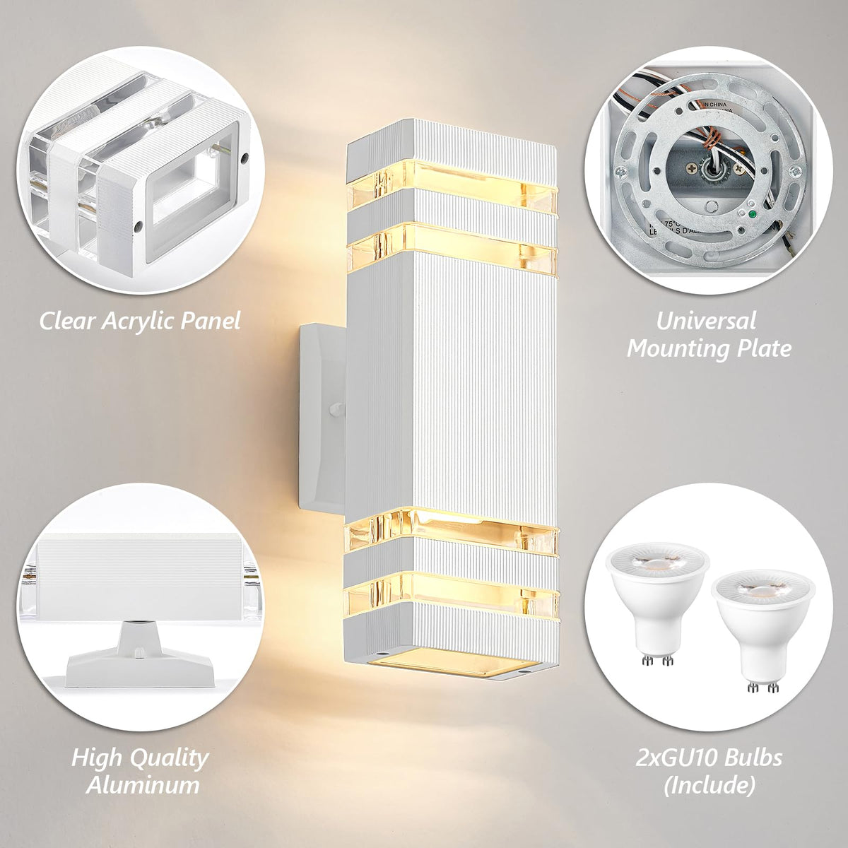 2 Pack Up and Down Outdoor Wall Lights (White / 2 Layer-2 Pack)