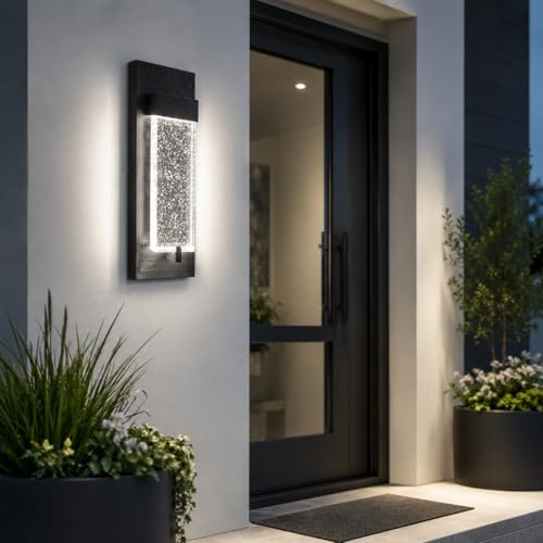 5CCT Bubble Glass Outdoor Wall Light (Black-1 Pack)
