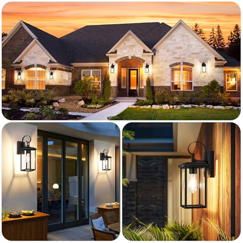 2 Pack 15” Outdoor Wall Light Fixtures (Matte Black / 15")