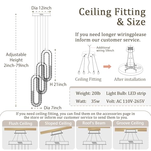 Modern Pendant Light for Kitchen Island Crystal Ring Chandelier Gold LED Pendant Lighting Fixture for Dining Room Kitchen Living Room Foyer Hallway Bedroom (Gold / 3 Rings (New))