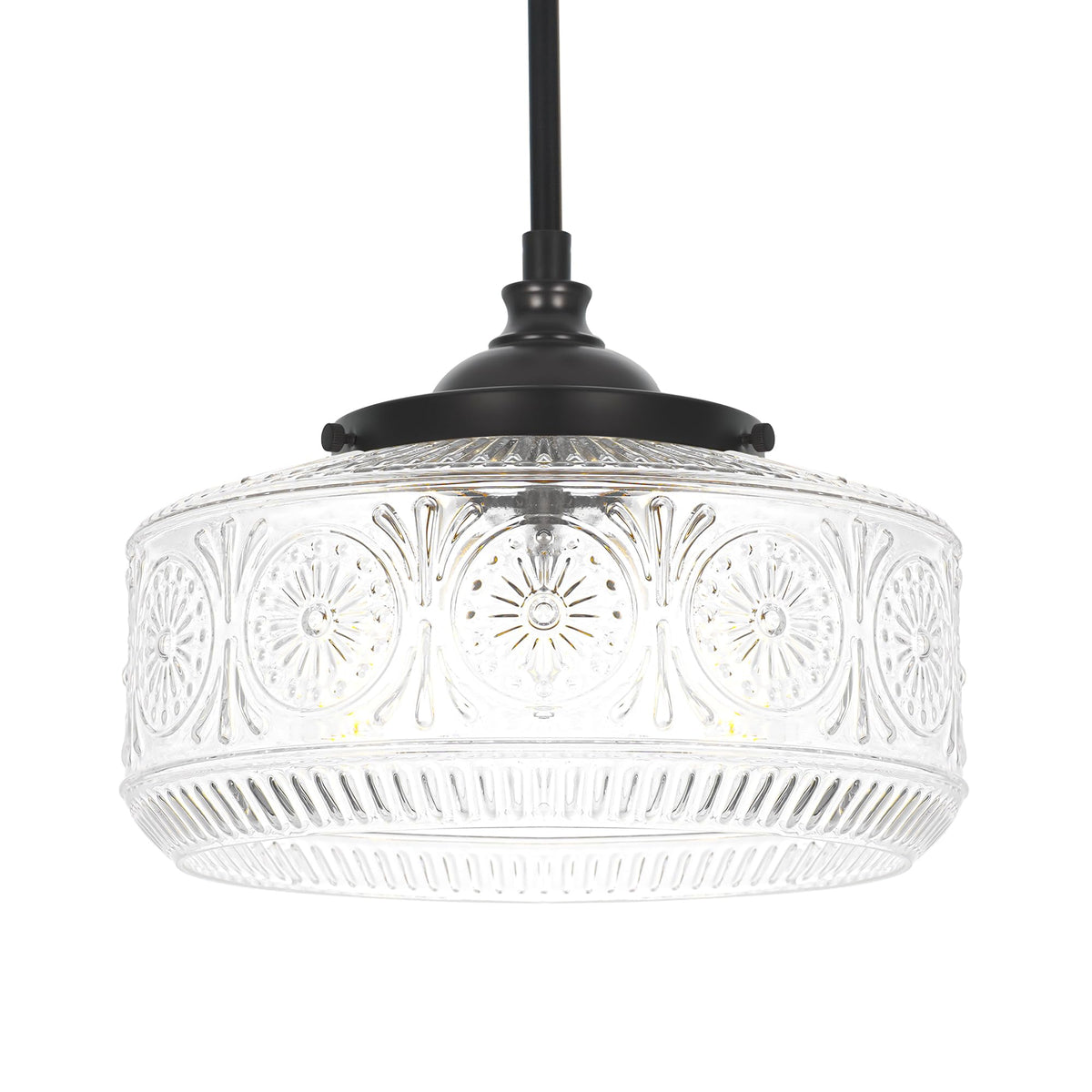 Black 3 Light Pendant Lights Kitchen Island Adjustable Hanging Sink Light (Black+Clear Glass / 11.8in)