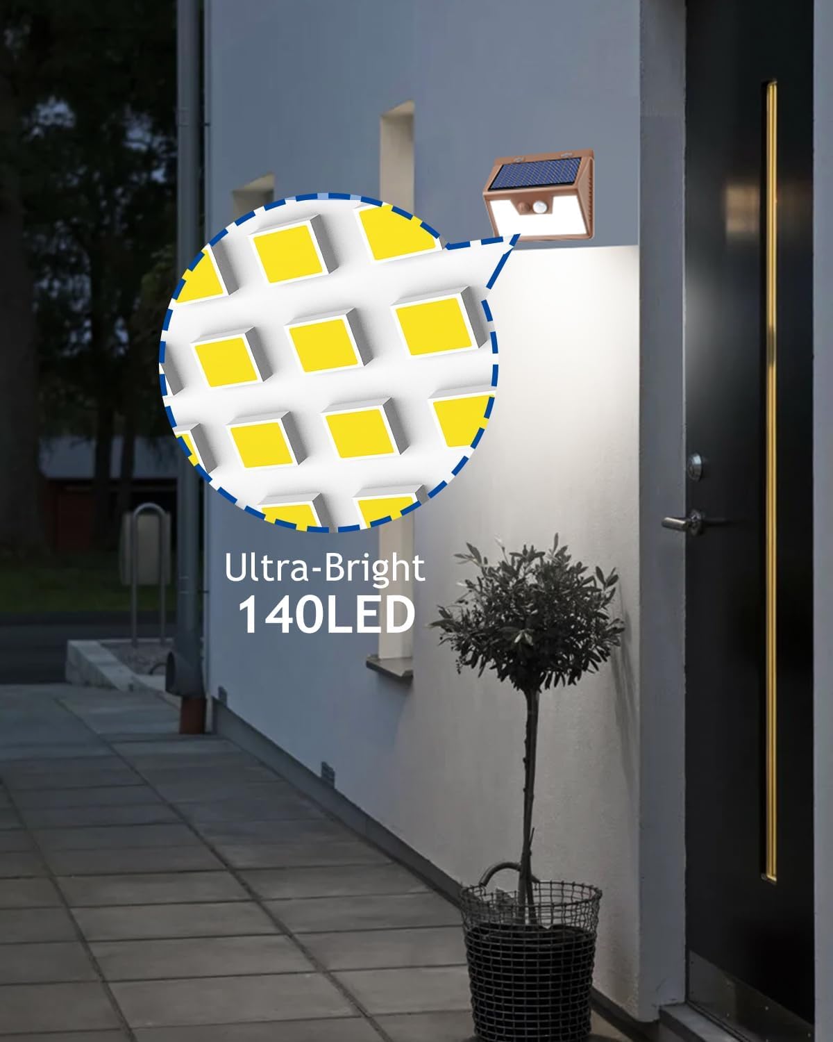 Solar Lights Outdoor Motion Sensor [1 Pack (1 Pack / Brown Frame)