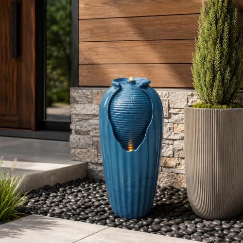 32'' Glazed Red Outdoor Water Fountain
