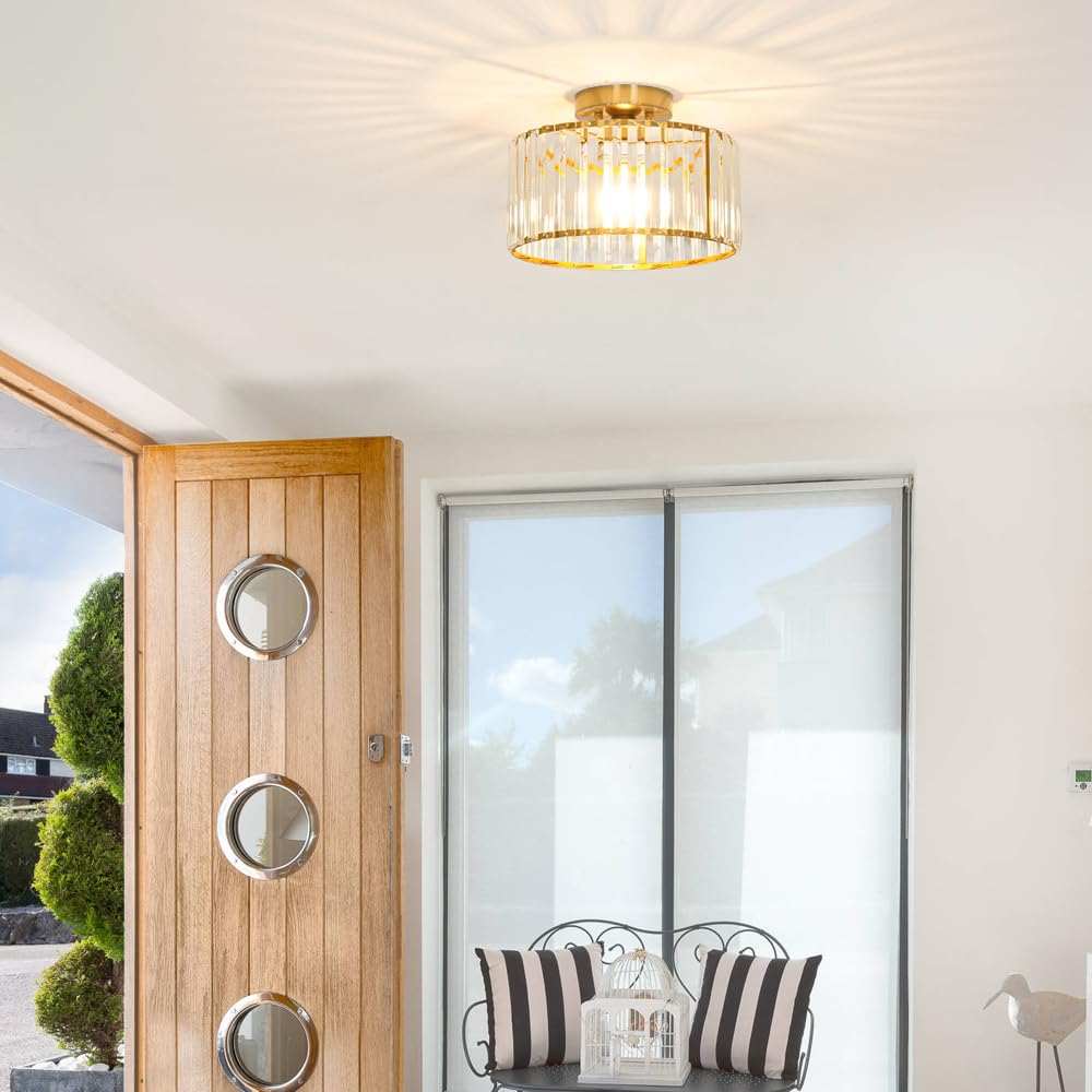 Crystal Ceiling Light Fixture (11in - 1 light / Gold)