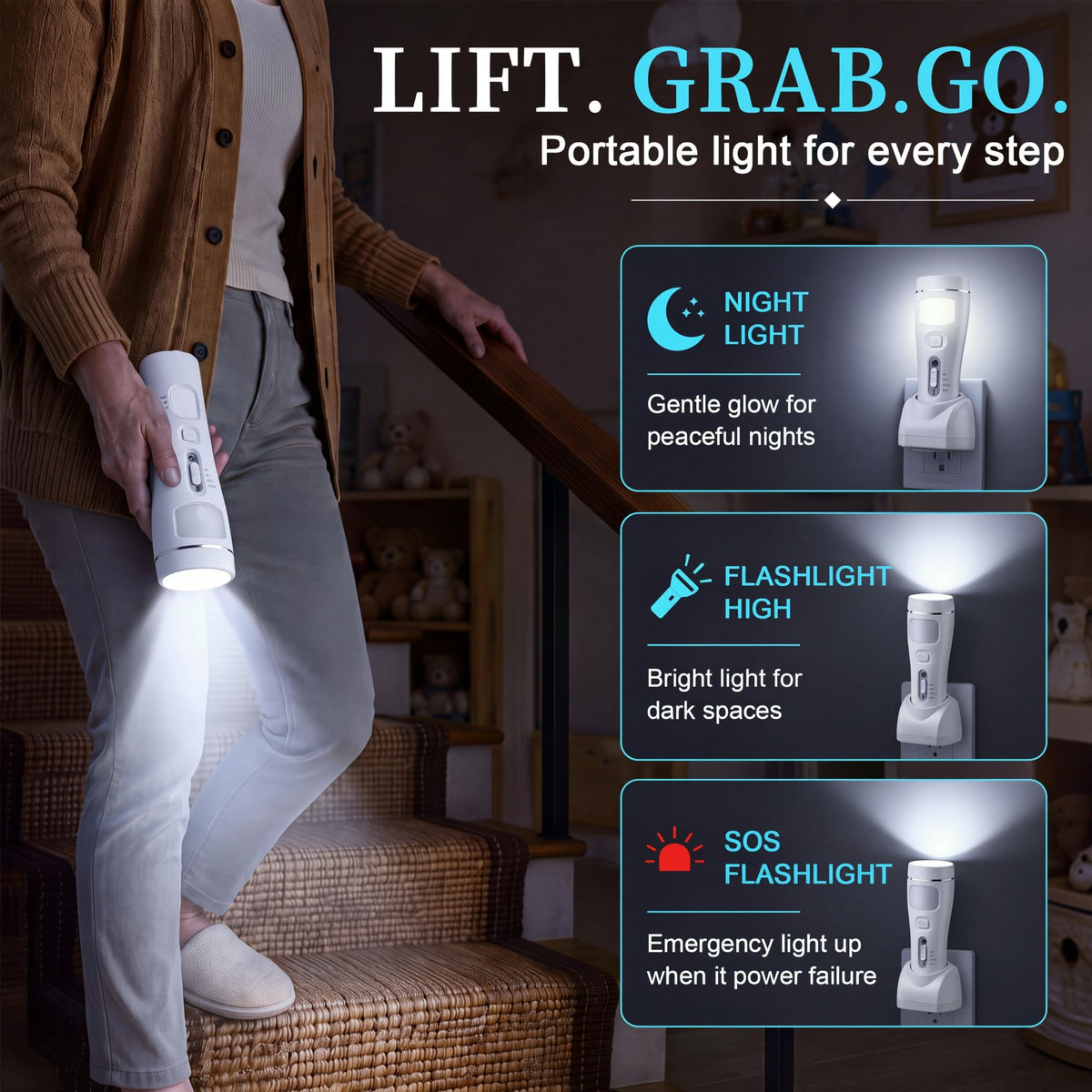 4 Pack Rechargeable Emergency Light with Auto On Power Outage (White)