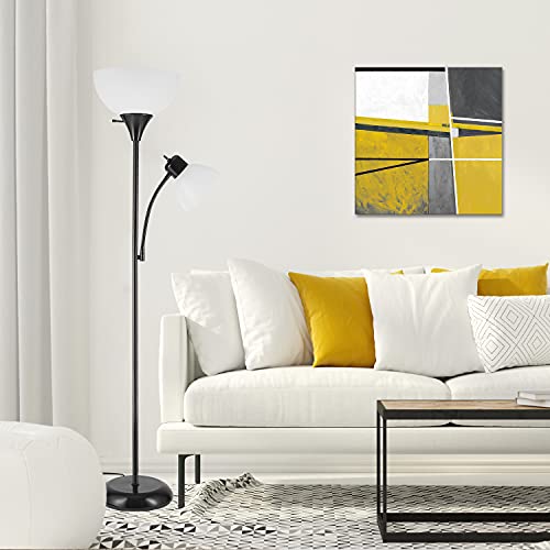 67135 72" Floor Lamp with Adjustable Reading Light (Black / 1 Pack)