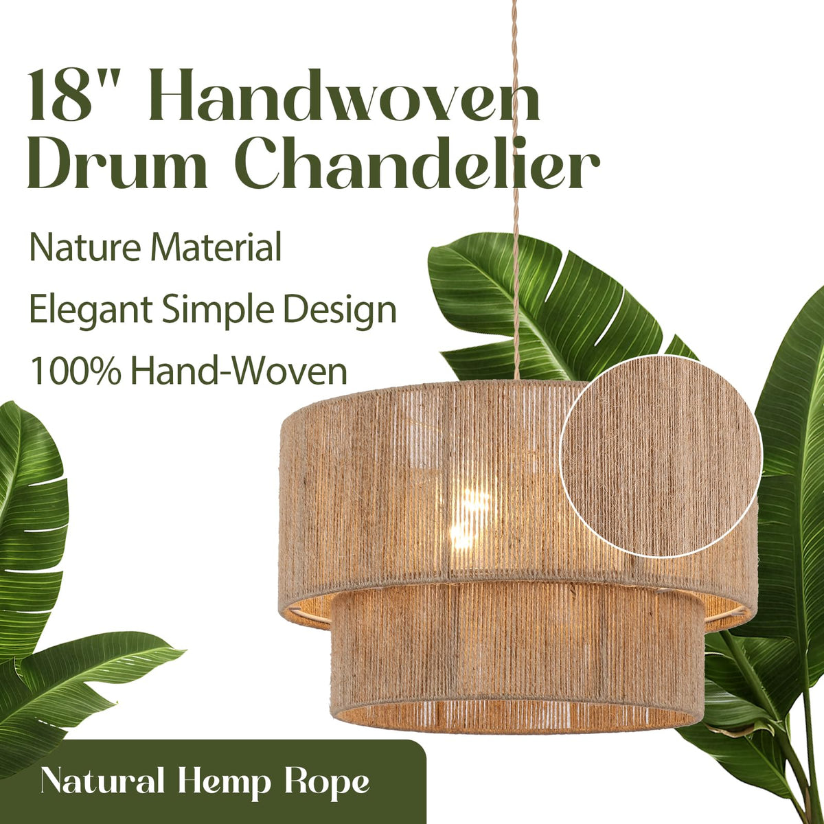 18” Plug in Pendant Light (Plug in / Brown)