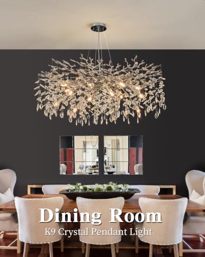 40" Modern Tree Branch Crystal Chandelier (40" Round / Silver)
