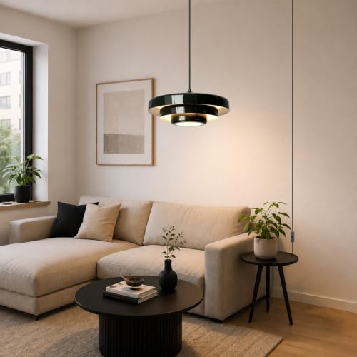 Black Swag Pendant Light Plug in (Large-Black (17.7in))
