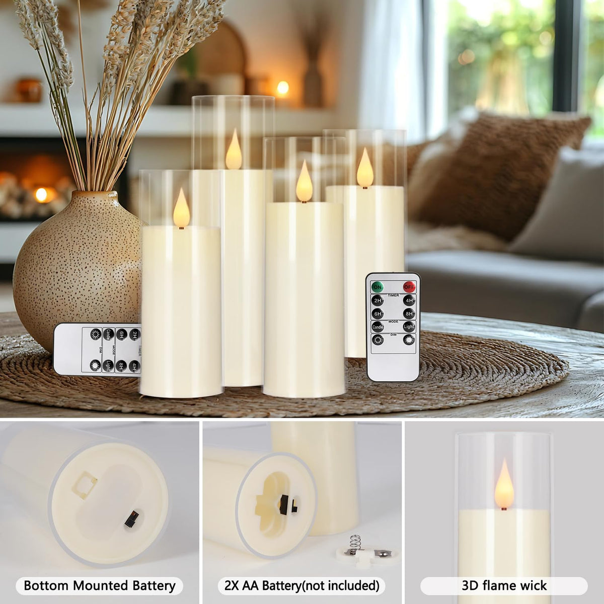 Flickering Flameless Candles Battery Operated with Remote (24 Pack Ivory-3)