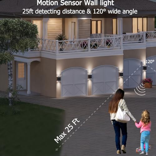 Motion Sensor Dusk to Dawn Outdoor Wall Lights (3 Pack / 1 Layer)