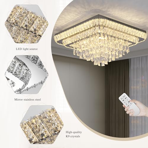 Crystal Chandeliers Modern Led Luxury Flush Mount Ceiling Light 34 (Silver / 34 Inches)