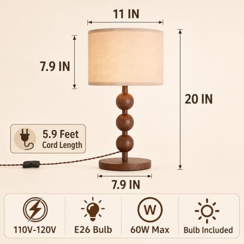 Red Wood Pattern Iron Desk Lamp with Fabric Shade