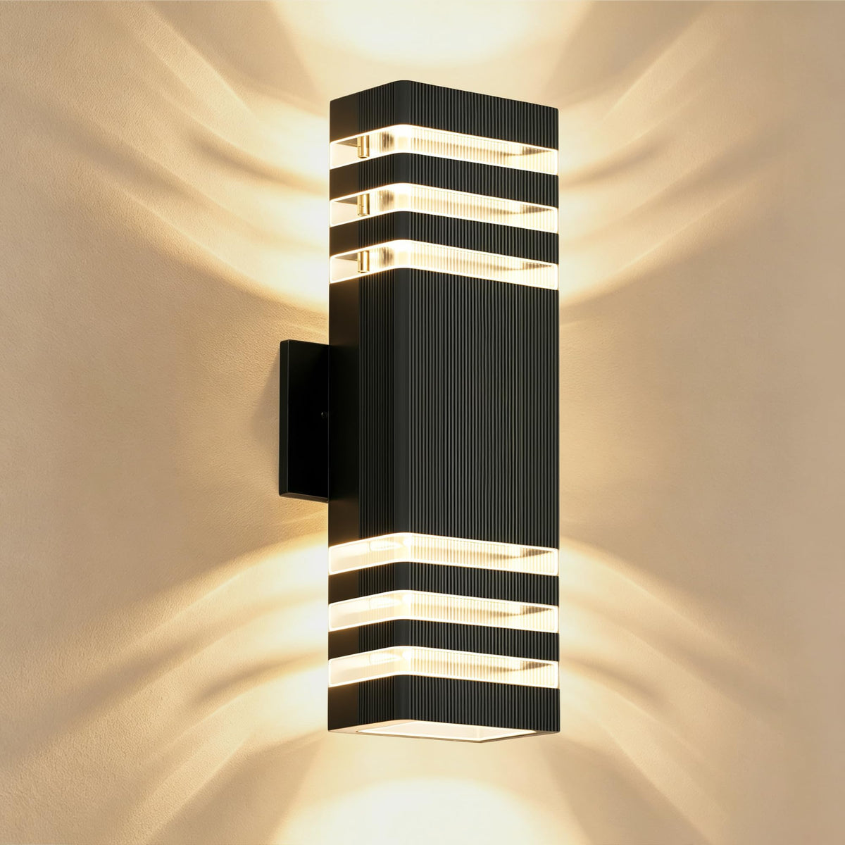 Outdoor Wall Lights (3 Layer / 1 Pack-Black)