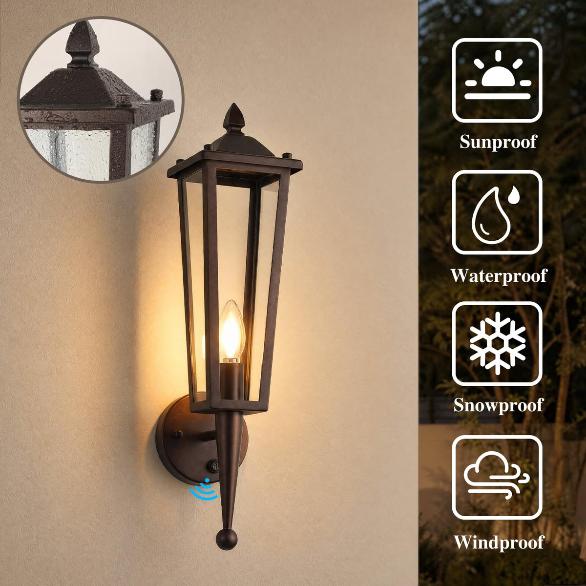 20" Dusk to Dawn Outdoor Wall Light Oil Rubbed Bronze Waterproof (Oil-Rubbed Bronze / Large, 20")