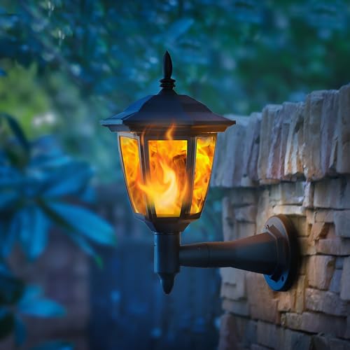 2 Pack Solar Flame Wall Lanterns Outdoor (Flickering Flame / 2 Pack)