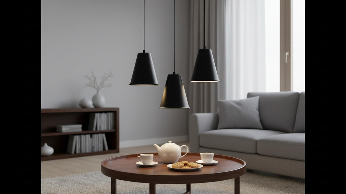 21603-11,Replacement Cone Metal Shade for Pendant Light,Matte Black,6"W x 6-1/2"H,Center Hole 1-5/8" (Matte Black with White inside)