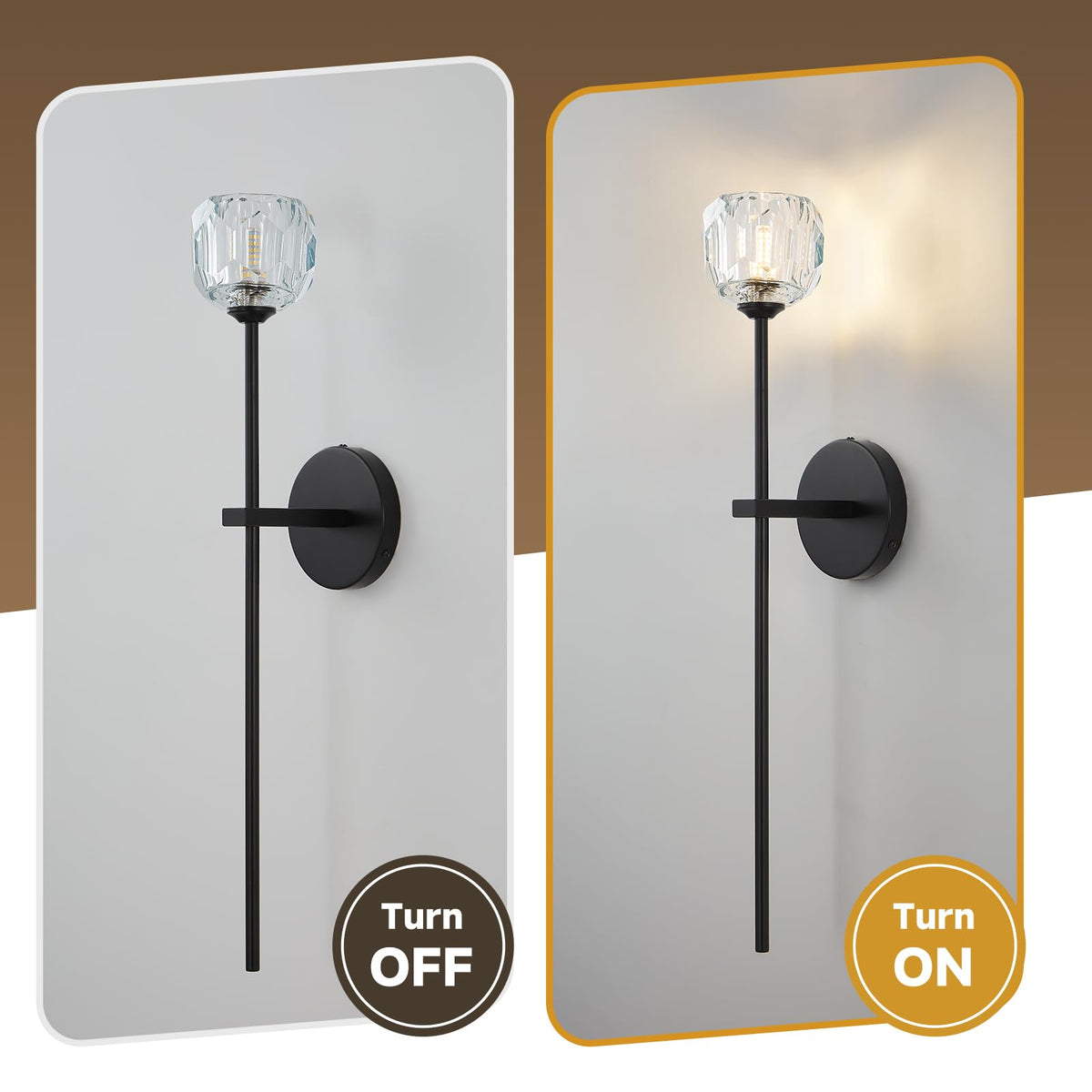 Black Crystal Wall Sconces of Two Brass Mid Century Modern Bathroom Sconce (Black / 2 PC)