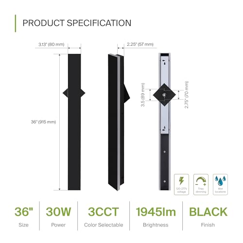 36" LED Linear Wall Sconce (Black)