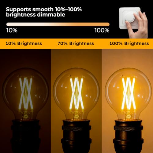 E12 Candelabra Base G16.5 Globe LED Bulb (6 Pack / 40w Warm White)