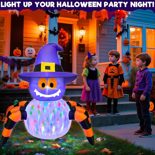 3.6 Ft Halloween Inflatable Spider with Rotating Colorful Lights