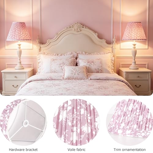 Lamp Shades Pink Floral Set of 2 Bell Shade 6"×13"×9.8" (Pink-2 Pack / 6*13*9.8in)