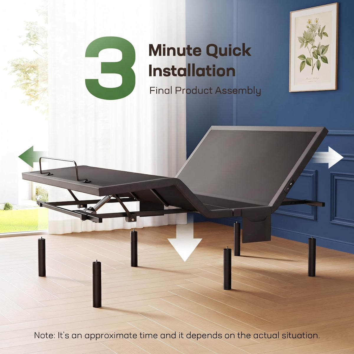 Split King Adjustable Bed Frame Electric Bed Bases with Mattress (Split King / Adjustable Base with 14" Mattress)
