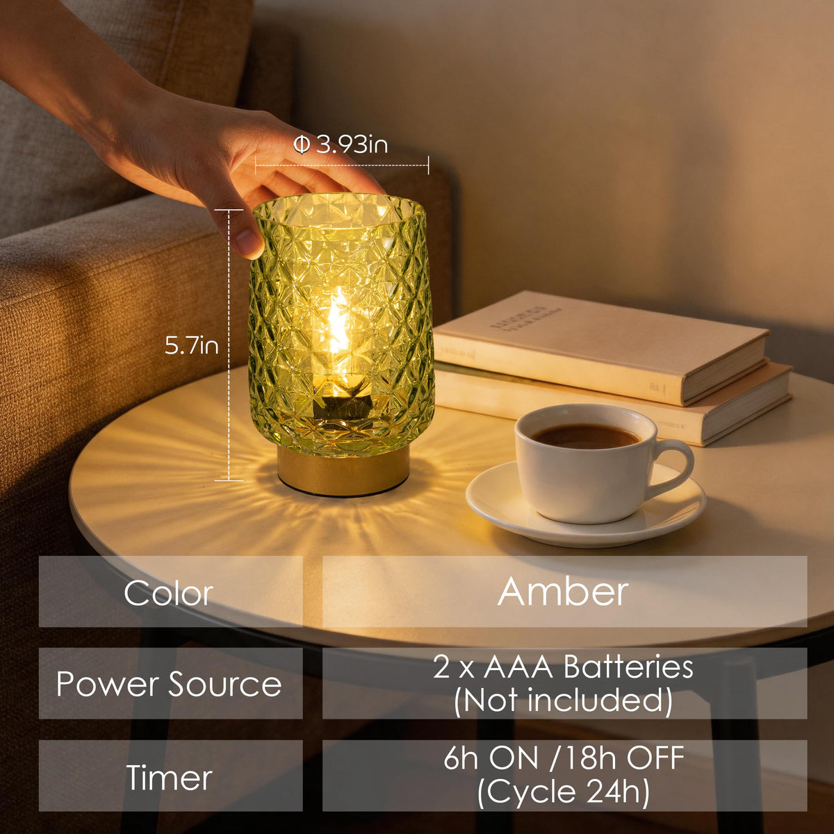 Battery Operated Table Lamp (Green)