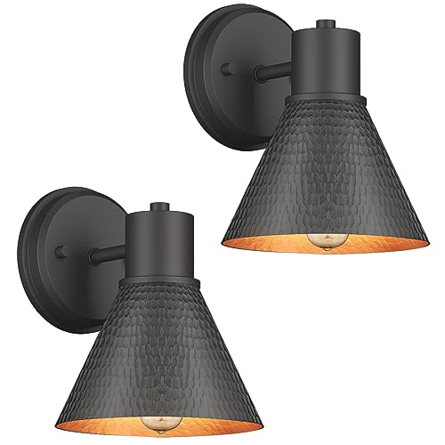 2 Pack Outdoor Wall Sconces (Black)