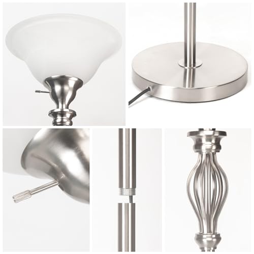 Torchiere Floor Lamps for Living Room (Scroll Lamp - Brushed Nickel)
