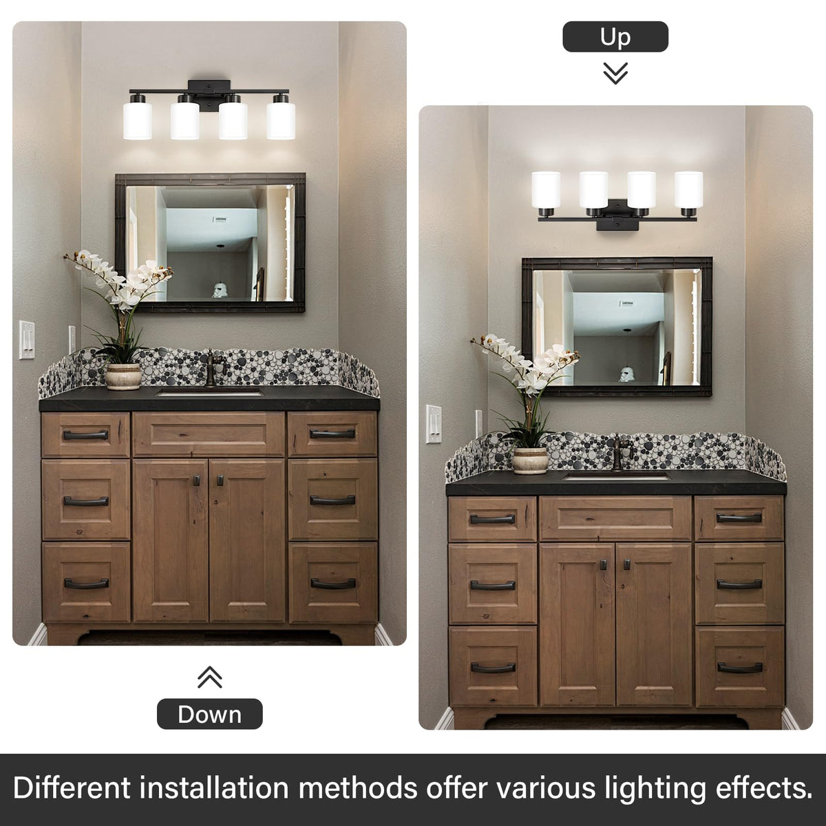 Black Bathroom Light Fixtures Vanity Lights Over Mirror (Black / 24.02 inch)