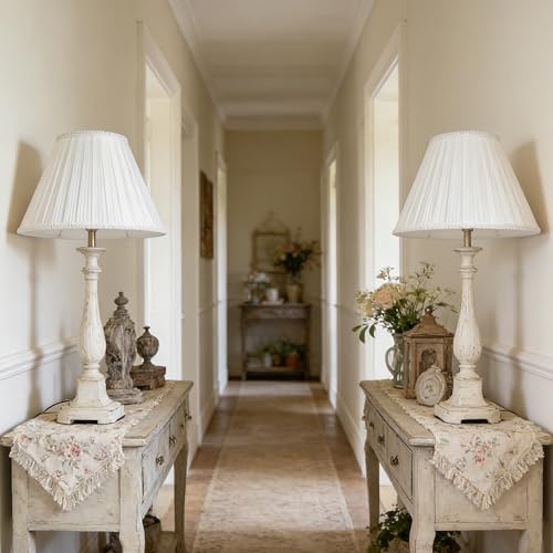 White Pleated Lamp Shades Set of 2 6"×13"×9.8" Bell Shade (6*13*9.8in / White-2 Pack)