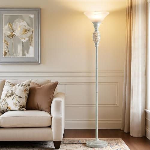 70" Torchiere Floor Lamp with NightLight (Silver Gray)