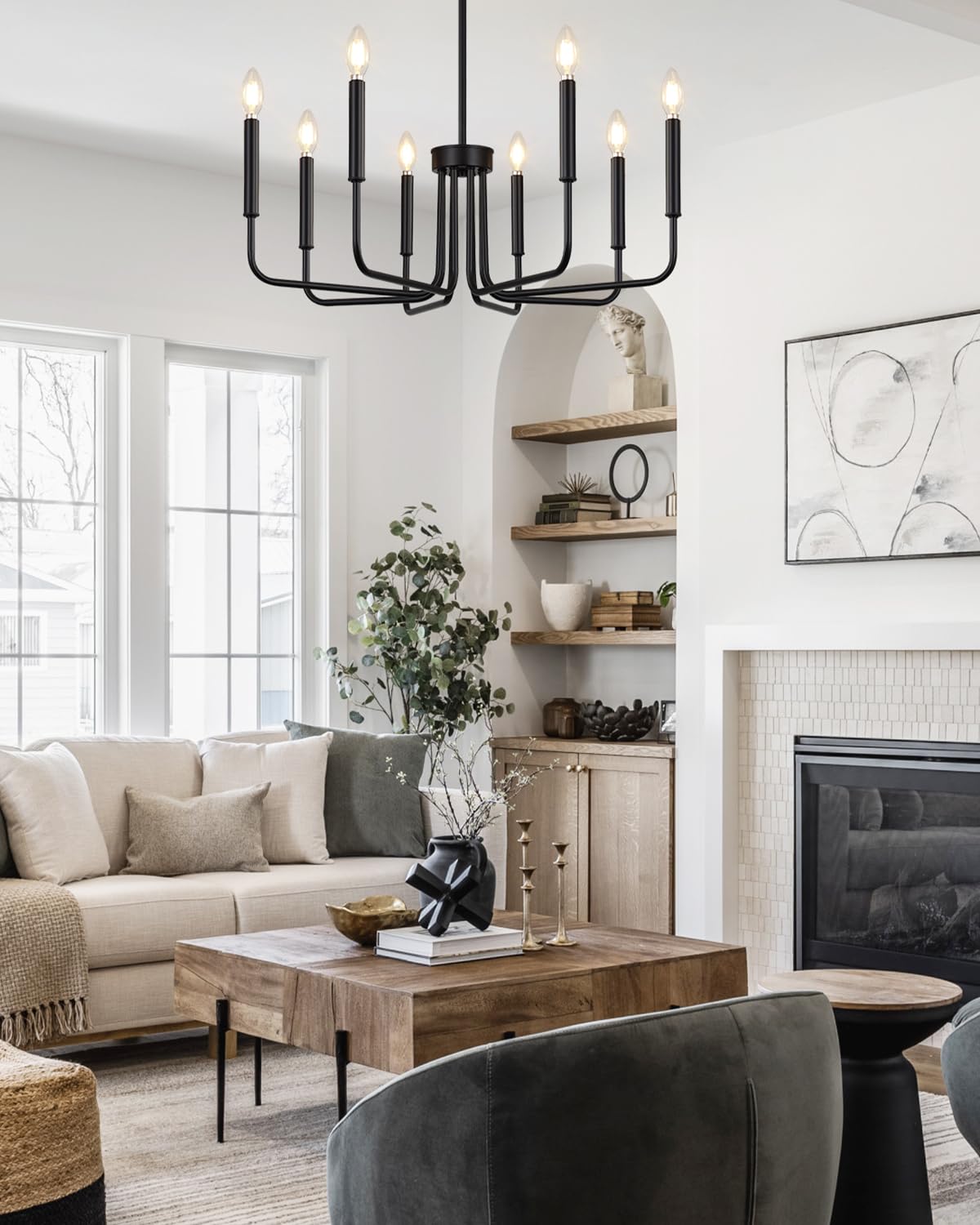8 Light Black Chandelier (Matte Black / 8-Light)