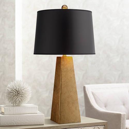 Obelisk 26" Tall Table Lamp Gold Leaf Charging Port Modern with USB Dimmer (USB Dimmer Included - Gold)